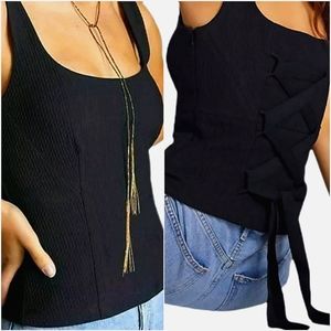 Maeve Tie-Back Tank Top Black Anthropologie 3X NWT